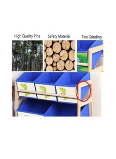 MIXDE 3-Tier Wood Free-Standing Multifunctional Deluxe Kids Toy Organizer Box Rack, Drawer organizer Rack and Home office Kitchen Storage Rack with 6 Cloth Storage Bins  - Image 2