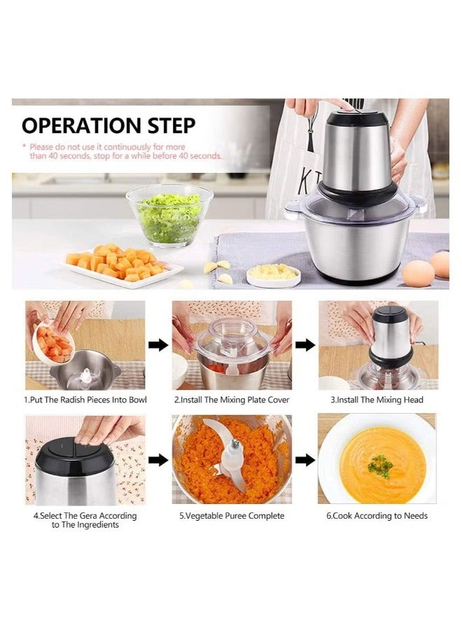 Eworld Electric Meat Chopper and Grinder, Stainless Steel Food Processor for Vegetable and Fruits 3L - Image 2