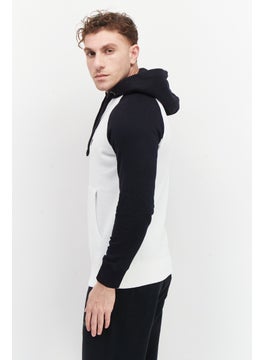 French Connection Men Long Sleeve Brand Logo Hoodie, White  - Image 3