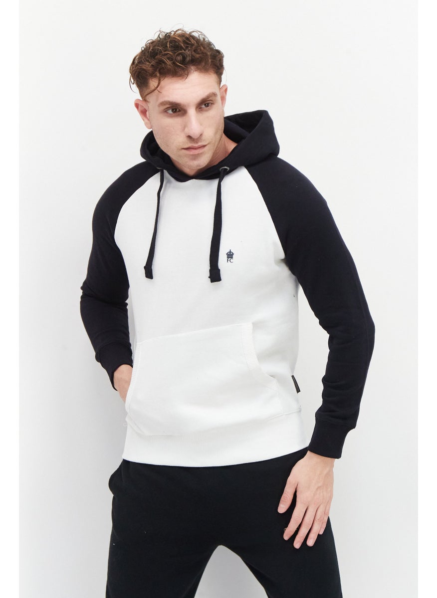 French Connection Men Long Sleeve Brand Logo Hoodie, White  - Image 1