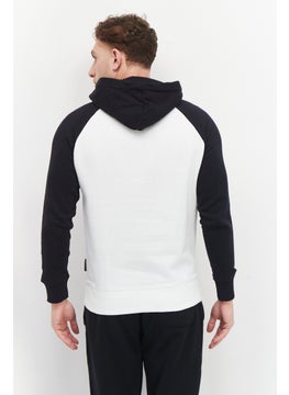 French Connection Men Long Sleeve Brand Logo Hoodie, White  - Image 2