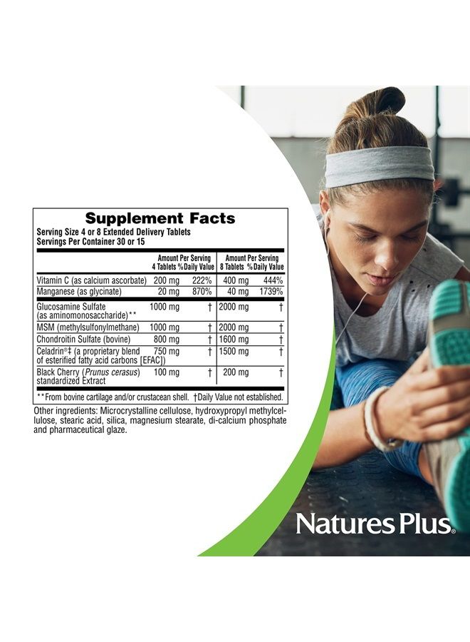 Nature's Plus ناتشرز بلس أدفانسد ثيرابيوتيكس تريبل سترينغث ألترا Rx-جوانت، توصيل ممتد - 120 قرص - جلوكوزامين/كوندرويتين/MSM - دعم مفاصل عالي الفعالية - خالي من الغلوتين - 30 حصة - Image 4