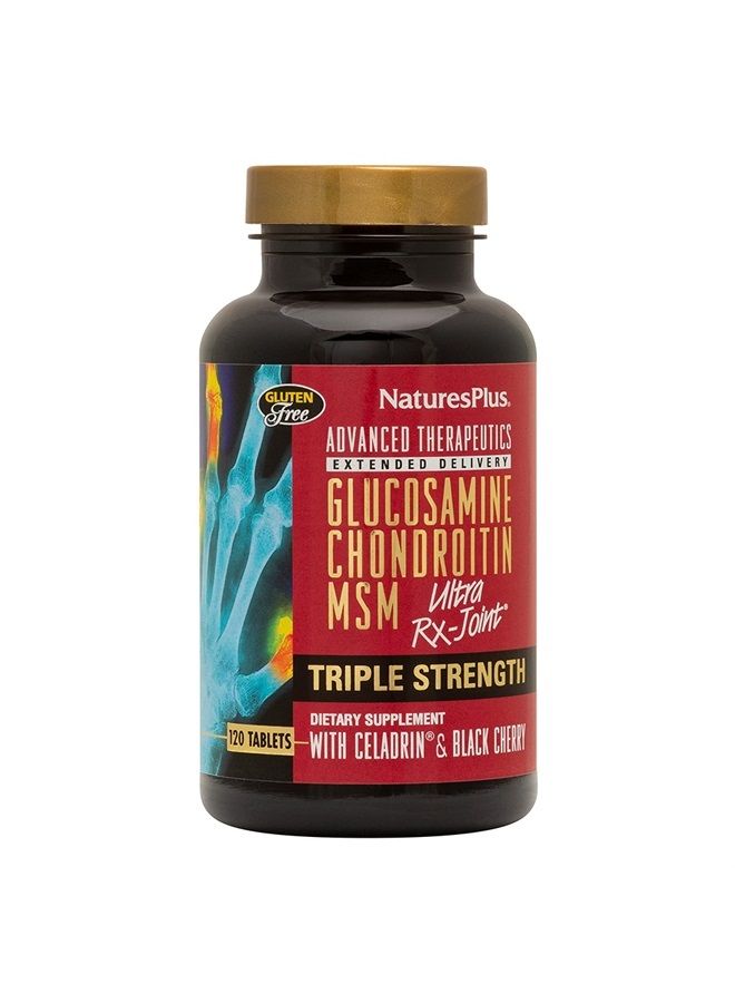 Nature's Plus ناتشرز بلس أدفانسد ثيرابيوتيكس تريبل سترينغث ألترا Rx-جوانت، توصيل ممتد - 120 قرص - جلوكوزامين/كوندرويتين/MSM - دعم مفاصل عالي الفعالية - خالي من الغلوتين - 30 حصة - Image 1