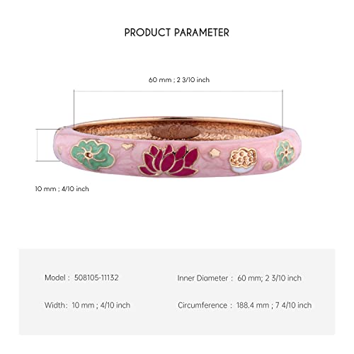 UJOY Enamel Women's Bangle Bracelets Lotus Design For Lady Pink - Image 4