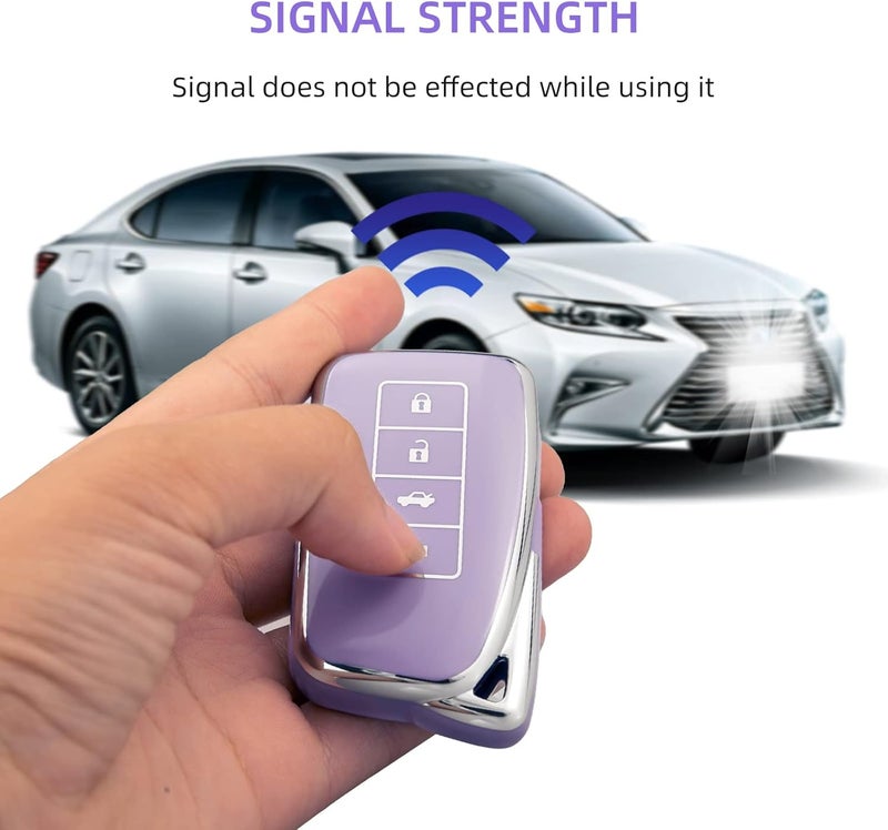 OFFCURVE for Lexus Key Fob Cover Key Case Shell Compatible with Lexus RX ES GS is LS RS NX GX LX RC LC Smart Key Car Accessories TPU Full Protector for Car Key Remote Key Holder, Purple - Image 5