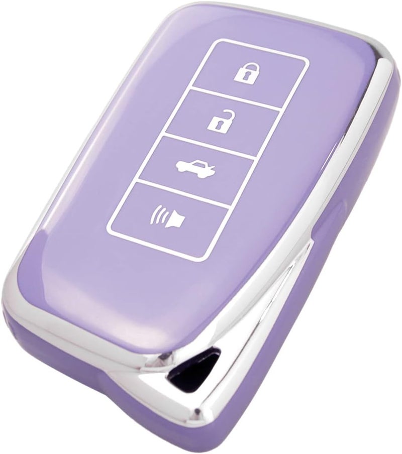 OFFCURVE for Lexus Key Fob Cover Key Case Shell Compatible with Lexus RX ES GS is LS RS NX GX LX RC LC Smart Key Car Accessories TPU Full Protector for Car Key Remote Key Holder, Purple - Image 1