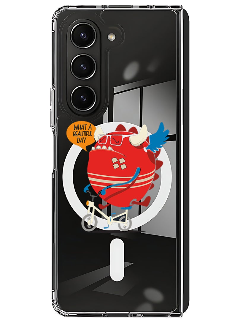 Theodor Magnetic Case for Samsung Galaxy Z Fold 5 Compatible with MagSafe Wireless Charging, Shockproof Phone Bumper Cover What a beautiful day - Image 1