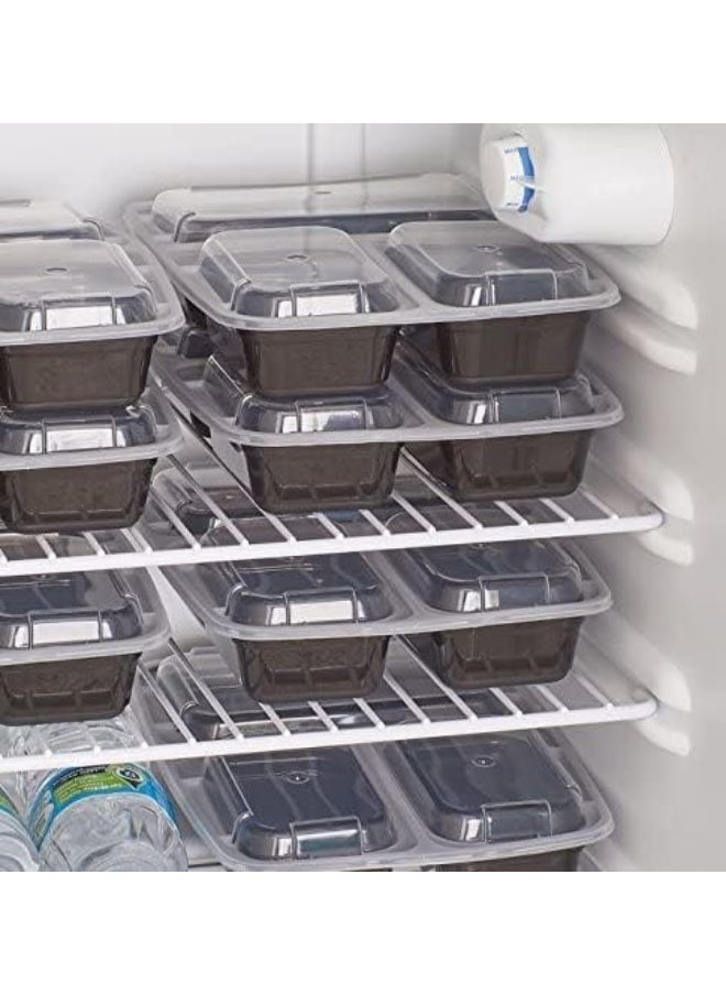 [20 Pack] 3 Section Black Base with Lids Food Storage Container