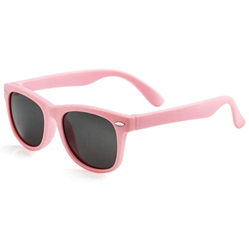 Kursan Kids Polarized Sunglasses for Boys Girls TPEE Rubber Flexible Frame Shades Age 3-10 (Pink) - Image 1