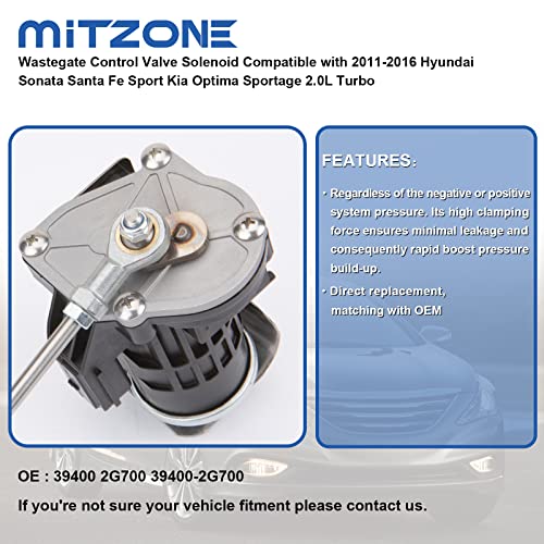MITZONE صمام التحكم في صمام التفريغ توربو MITZONE متوافق مع 2011-2016 هيونداي سوناتا سانتا في سبورت كيا أوبتيما سبورتاج 2.0 لتر توربو استبدال 39400-2G700 - Image 3