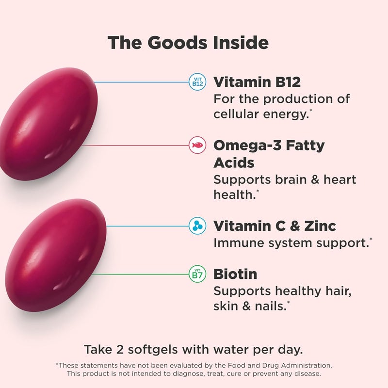 OLLY أولي ألترا للنساء مكملات متعددة للصحة العامة ودعم المناعة أوميغا 3 الحديد الفيتامينات A D C E B12 مكمل يومي 30 يوم 60 حبة - Image 3