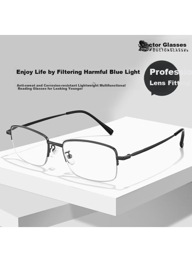 Oona Onna Half-frame Gun Color Blue Light Blocking Reading Gl For Men And Women, Elderly, High Definition, Anti-radiation, 100 Degrees - Image 1