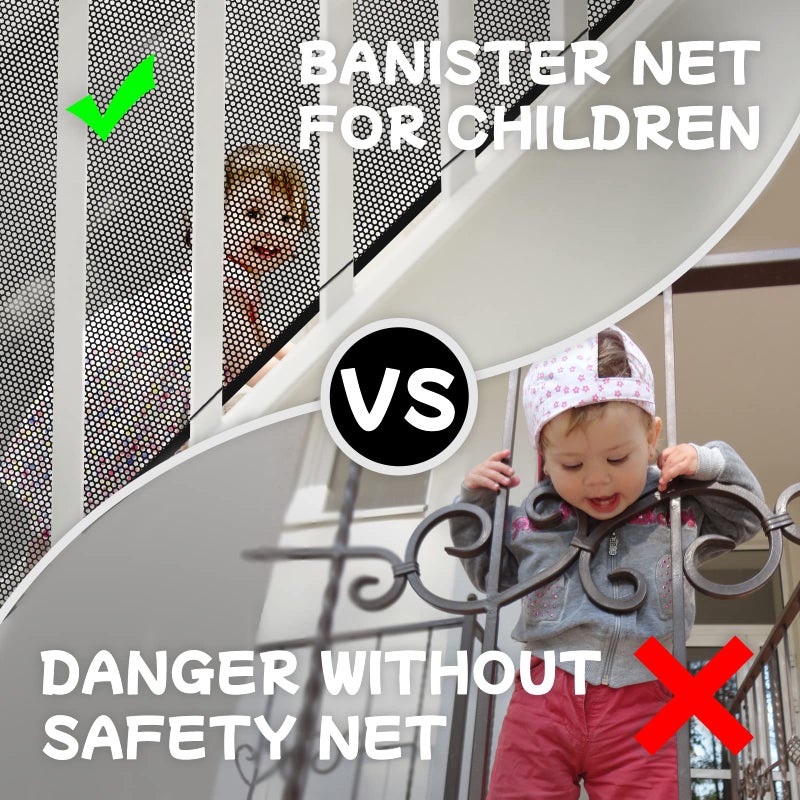Gulissa Banister Guard for Baby, Balcony Netting for Pets, 10ft x 3ft, Baby Safety Stairs Rail Net Provides Your Baby with a Environment, Baby Stair Net Fit for Child, Small Pet, Toy - Black - Image 4