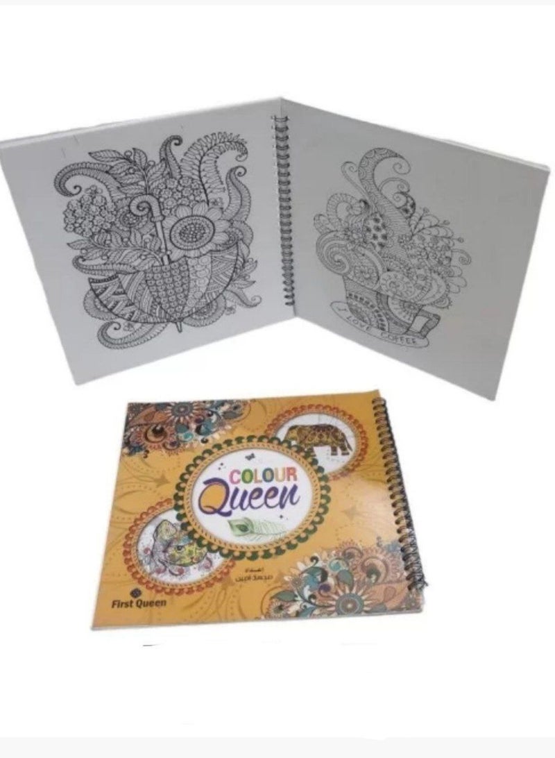 An adult coloring book to reduce stress, tension, and depression. It contains different drawings and Canson paper