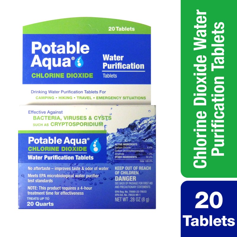 Potable Aqua Chlorine Dioxide Water Purification Tablets - 20 Count - Image 2