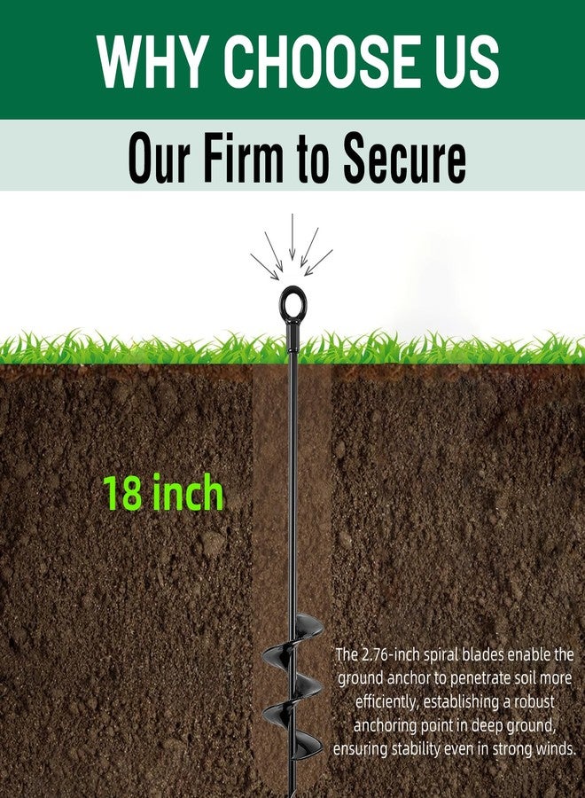 Fabulas Ground Anchors Screw in, 18 Inch Heavy Duty Swing Set Ground Anchor Kit 6 Pack, Spiral Earth Anchors Trampoline Stakes High Wind Metal Auger Anchor for Dog Sheds Tent Carports Camping - Image 4