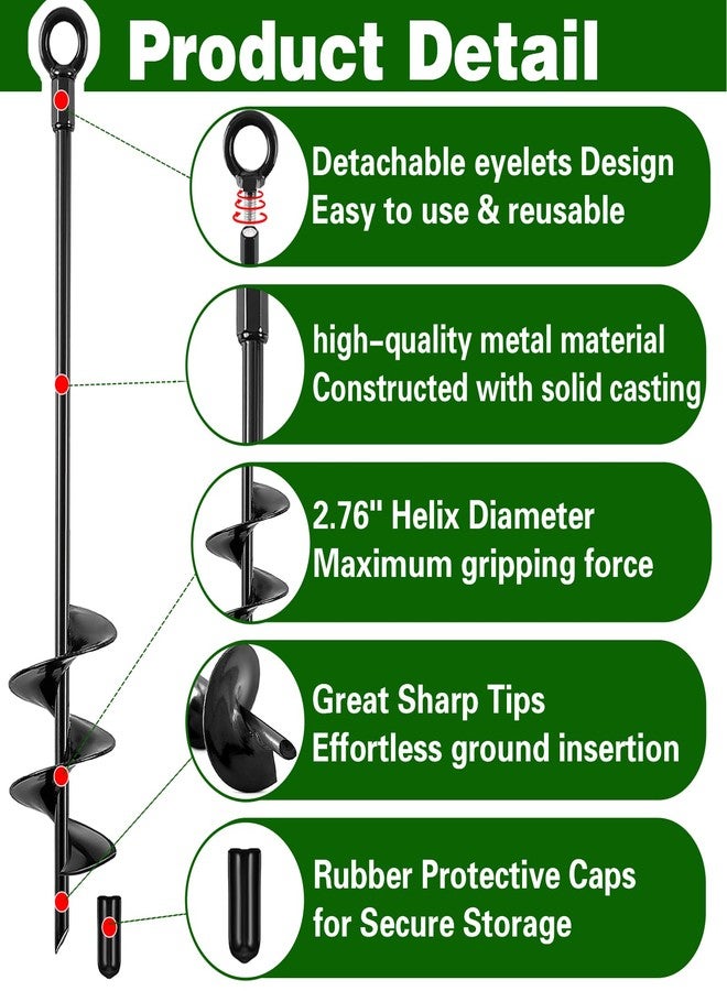 Fabulas Ground Anchors Screw in, 18 Inch Heavy Duty Swing Set Ground Anchor Kit 6 Pack, Spiral Earth Anchors Trampoline Stakes High Wind Metal Auger Anchor for Dog Sheds Tent Carports Camping - Image 2