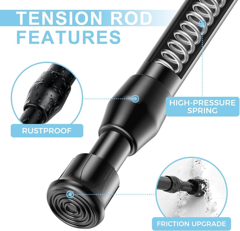 AIZESI Spring Tension Curtain Rod Short Tension Rod (Black,12" to 19"-2Pcs) - Image 3