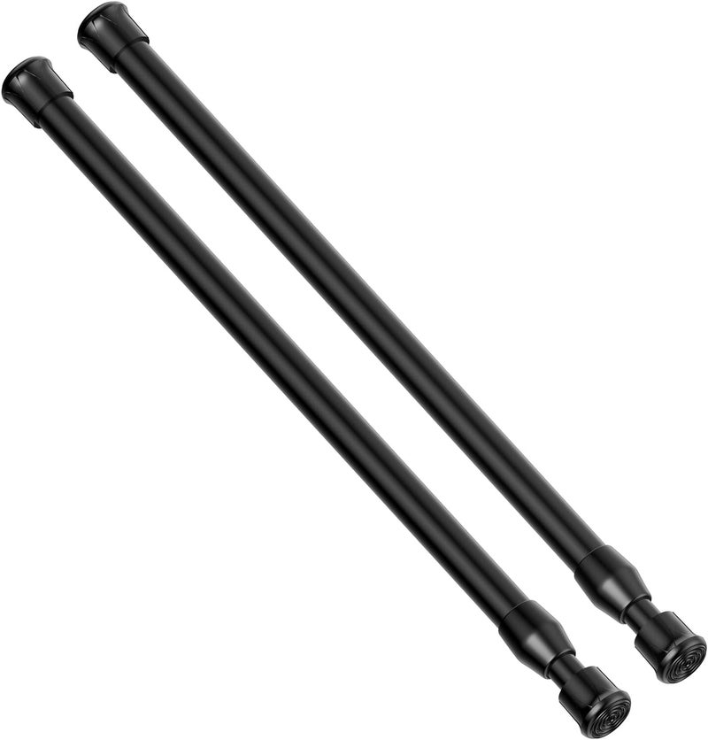 AIZESI Spring Tension Curtain Rod Short Tension Rod (Black,12" to 19"-2Pcs) - Image 1
