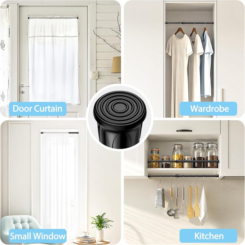 AIZESI Spring Tension Curtain Rod Short Tension Rod (Black,12" to 19"-2Pcs) - Image 4