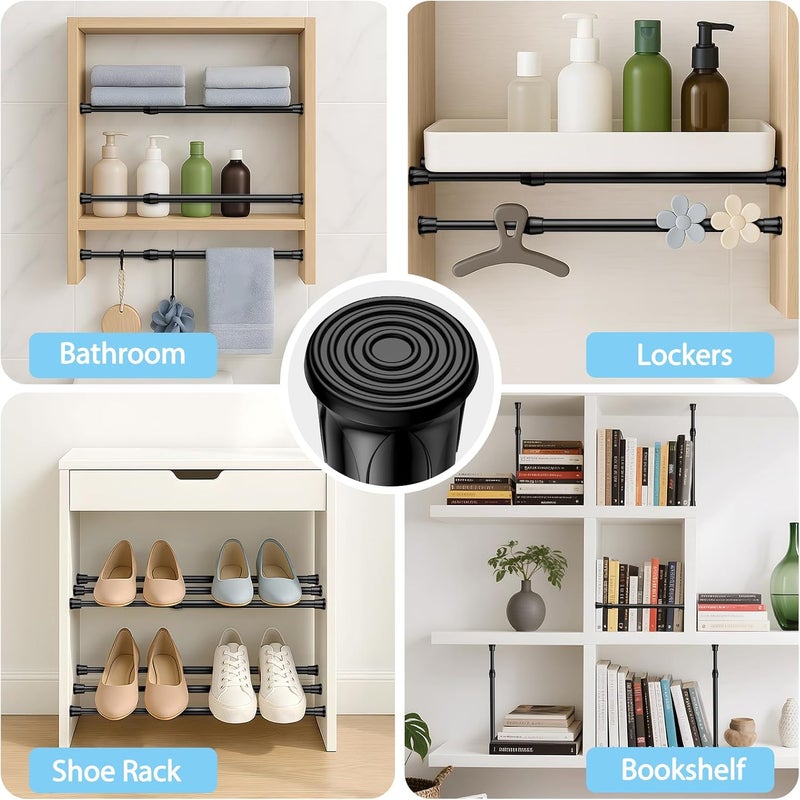 AIZESI Spring Tension Curtain Rod Short Tension Rod (Black,12" to 19"-2Pcs) - Image 5