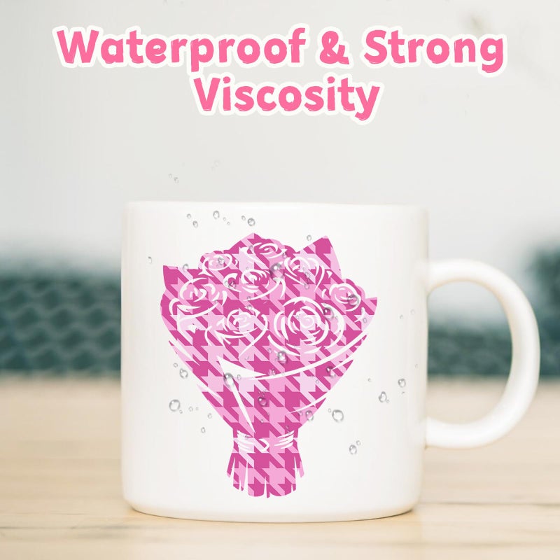 Tintnut Plaid Pattern Permanent Vinyl - 12 Sheets 12"x10" Pink Plaid Patterned Permanent Adhesive Vinyl for Cutting Machine,Home Decor Self Sticker - Image 5