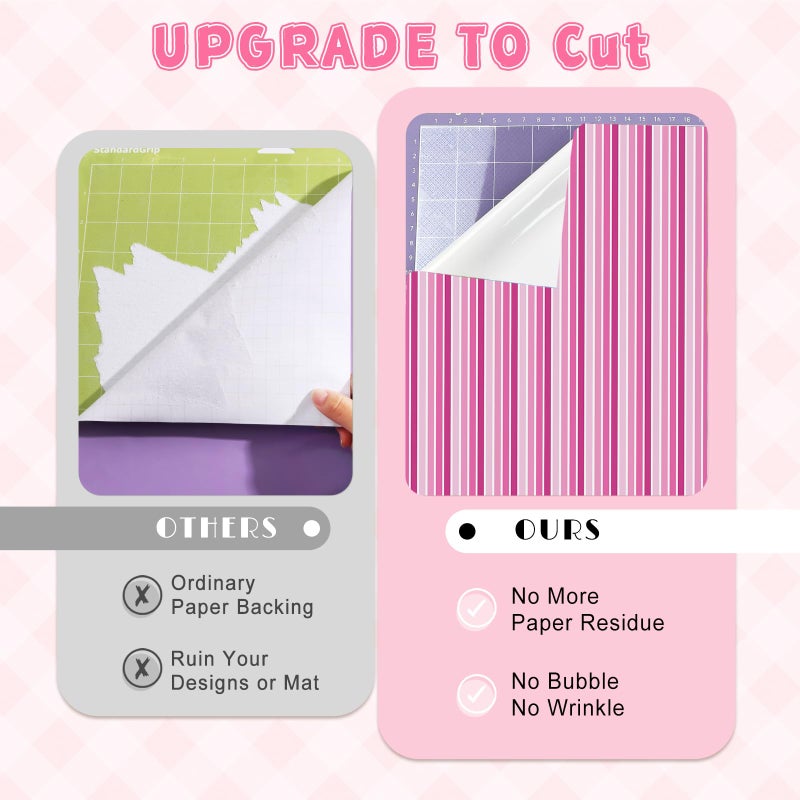 Tintnut Plaid Pattern Permanent Vinyl - 12 Sheets 12"x10" Pink Plaid Patterned Permanent Adhesive Vinyl for Cutting Machine,Home Decor Self Sticker - Image 4