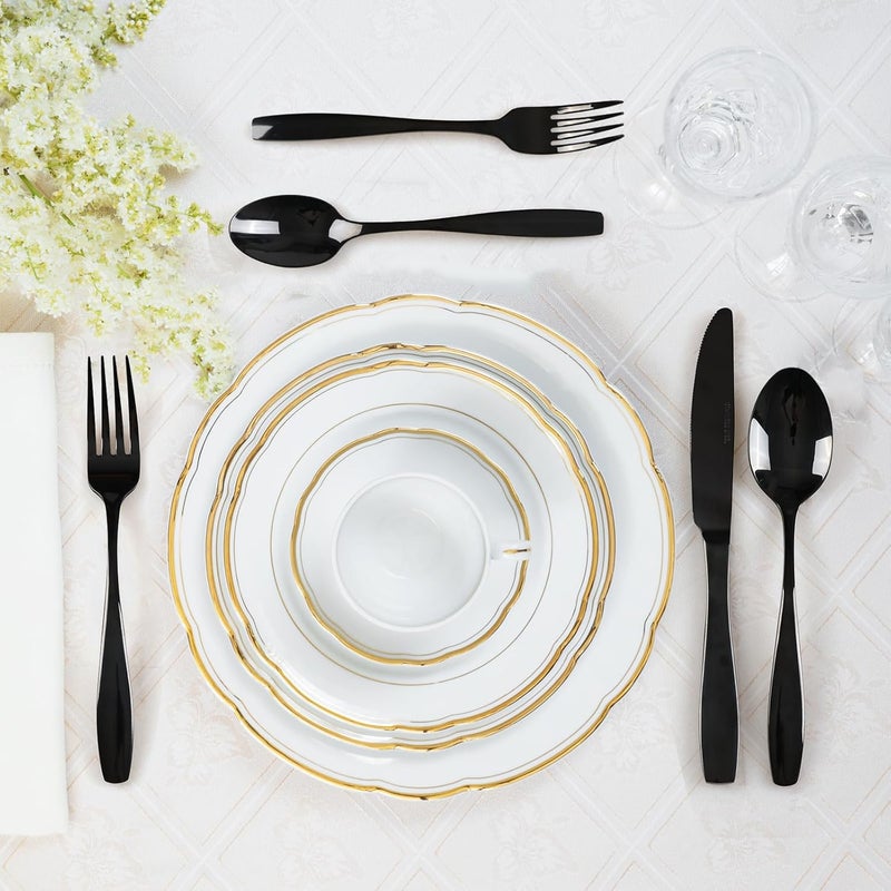 Wekioger Matte Black Stainless Steel Flatware 80 Pieces Table Dinner Silverware Set for 16 - Image 4