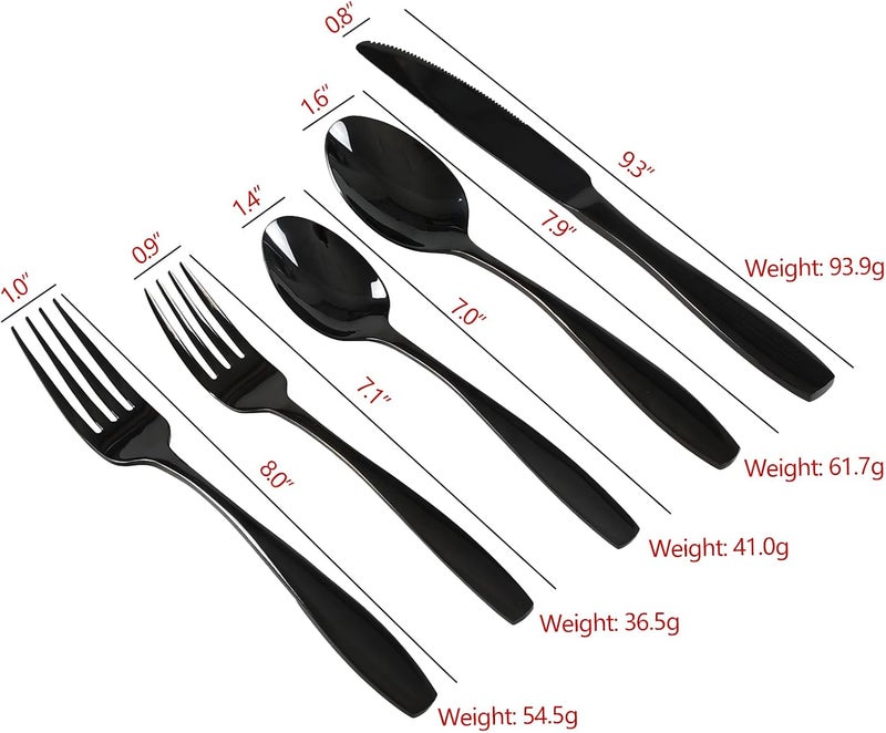 Wekioger Matte Black Stainless Steel Flatware 80 Pieces Table Dinner Silverware Set for 16 - Image 2