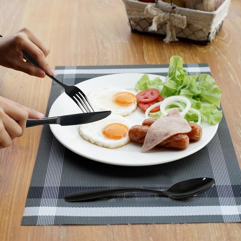 Wekioger Matte Black Stainless Steel Flatware 80 Pieces Table Dinner Silverware Set for 16 - Image 5