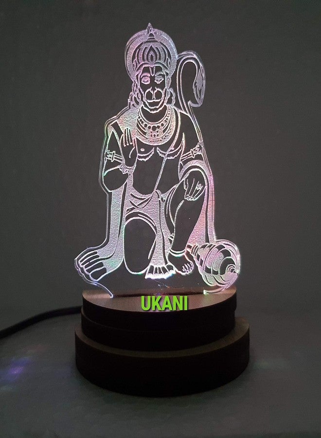 UKANI 3D USB Connected God Hanuman ji Night Lamp for Car Office Desktop Gift for Bedroom Hall Table Top 7 Color Change Light (Size 3 Inch) - Image 2