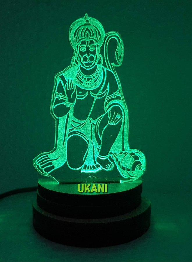 UKANI 3D USB Connected God Hanuman ji Night Lamp for Car Office Desktop Gift for Bedroom Hall Table Top 7 Color Change Light (Size 3 Inch) - Image 4