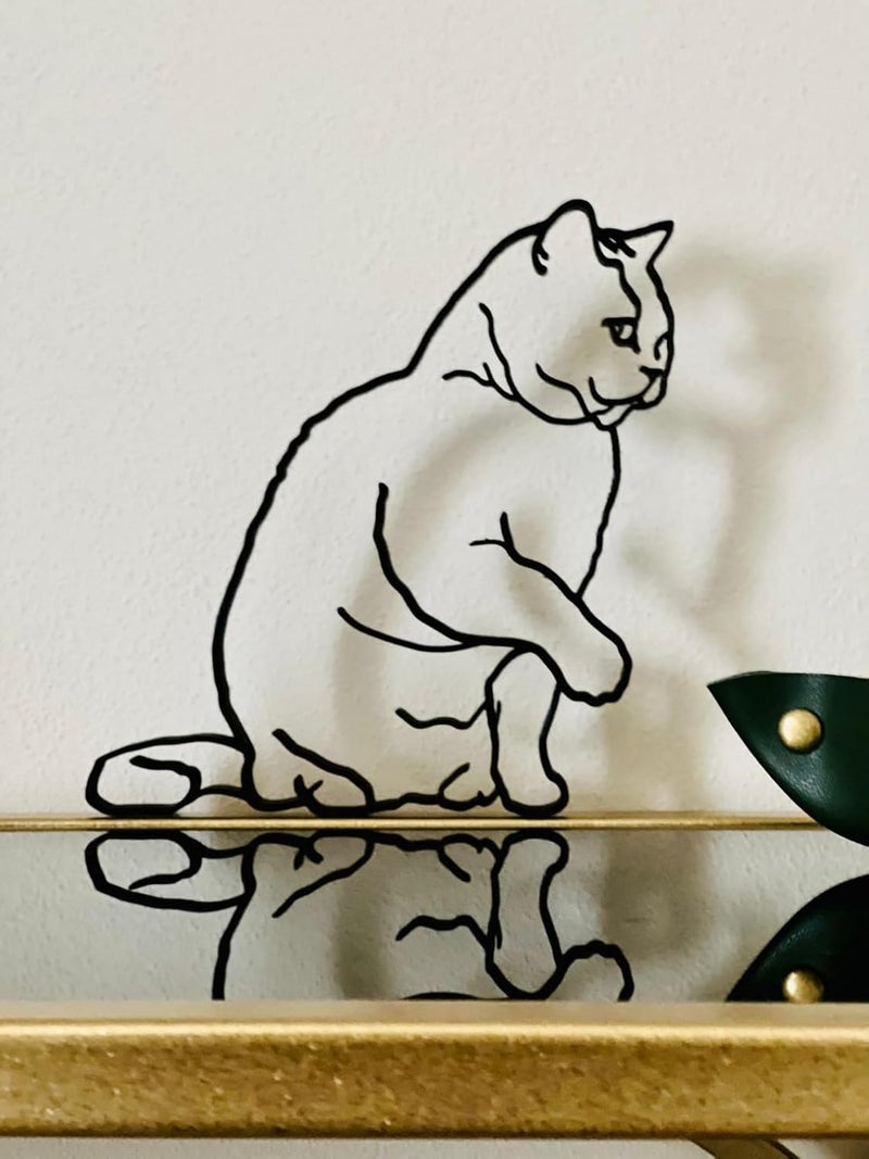 EROTNGO Minimalist British Shorthair Cat Sculpture 3D Home Decor Shelf Sitter Ideal Gift for Friends Birthdays - Image 5