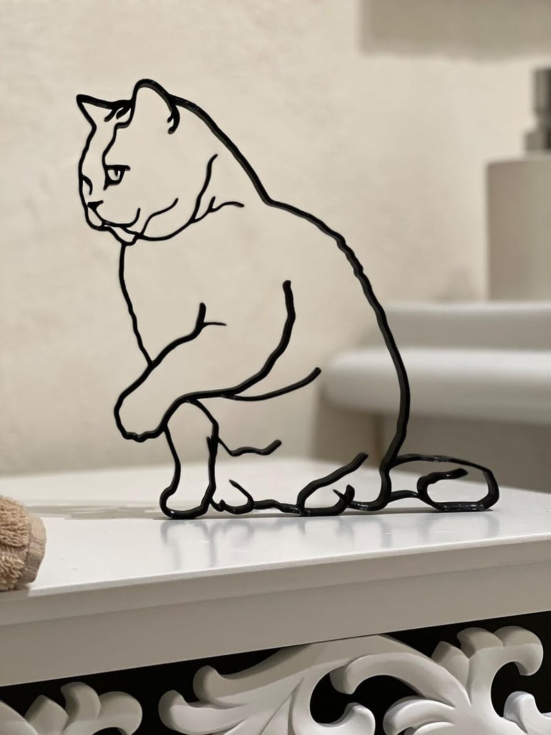 EROTNGO Minimalist British Shorthair Cat Sculpture 3D Home Decor Shelf Sitter Ideal Gift for Friends Birthdays - Image 1