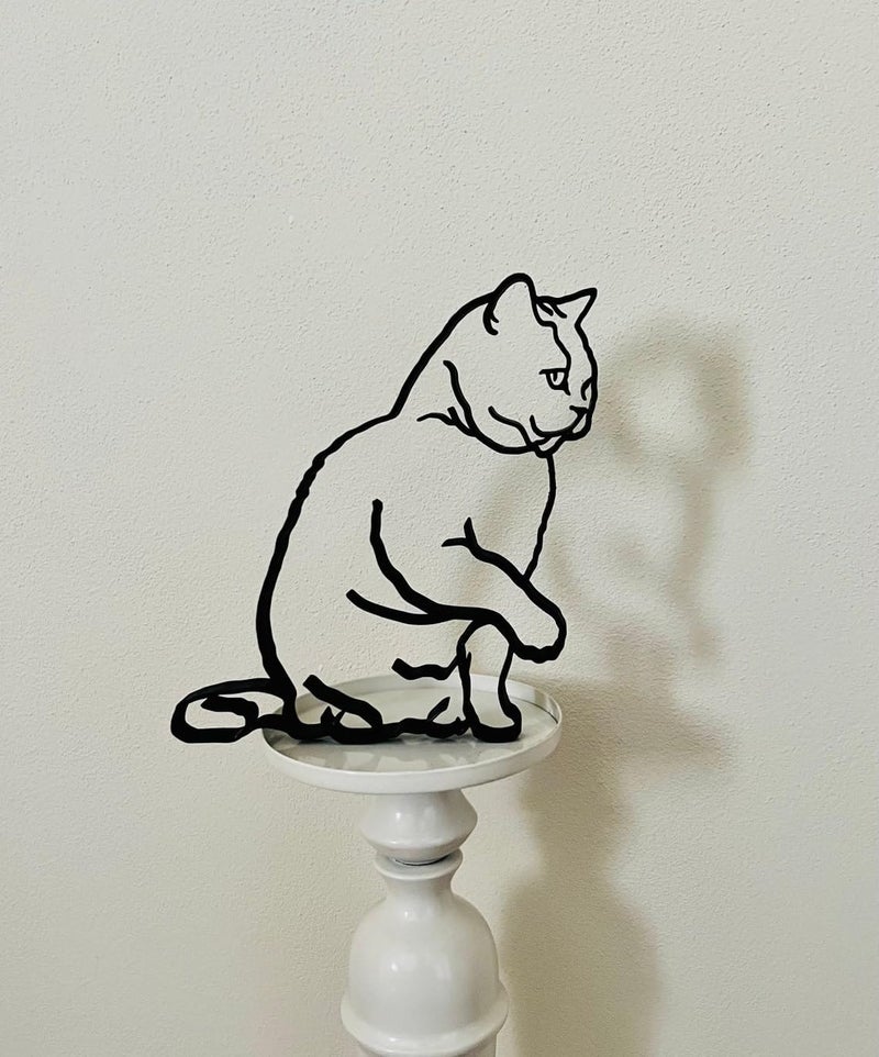 EROTNGO Minimalist British Shorthair Cat Sculpture 3D Home Decor Shelf Sitter Ideal Gift for Friends Birthdays - Image 2