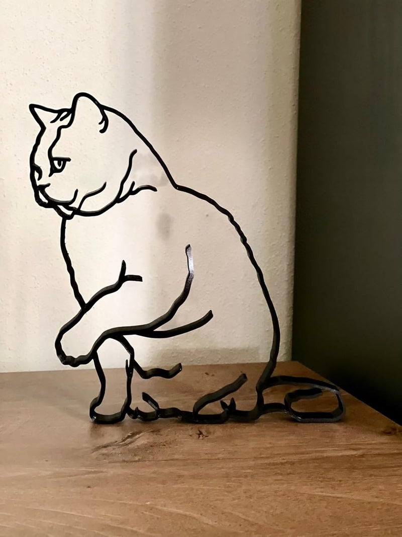 EROTNGO Minimalist British Shorthair Cat Sculpture 3D Home Decor Shelf Sitter Ideal Gift for Friends Birthdays - Image 4
