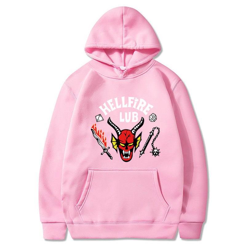 Stranger Things 4 Printed Hoodie Mens Fleece Sweatshirt Black - Image 5