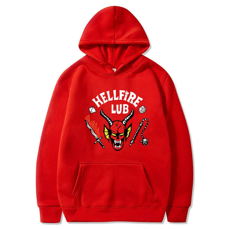 Stranger Things 4 Printed Hoodie Mens Fleece Sweatshirt Black - Image 4