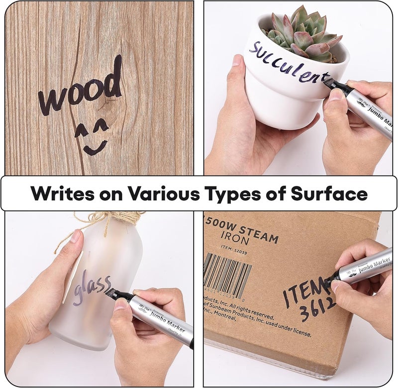 Mr. Pen - Jumbo Permanent Markers | Wide Tip, Large, Thick Permanent Markers for Canvas, Posters Board, Fabric, Window, Glass, Wood, Waterproof, Quick Dry - Image 3