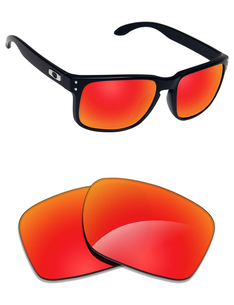 Alphax Fire Red Mirrored Polarized Replacement Lenses for Oakley Holbrook OO9102 Sunglasses - Image 1