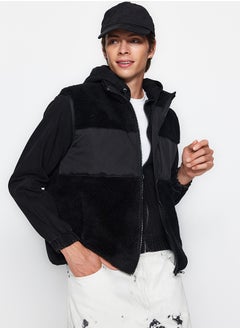 trendyol Black Regular Fit Stand Collar Fabric Block Plush Winter Vest TMNAW24YE00000  - Image 1