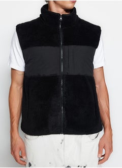 trendyol Black Regular Fit Stand Collar Fabric Block Plush Winter Vest TMNAW24YE00000  - Image 4