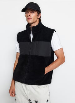 trendyol Black Regular Fit Stand Collar Fabric Block Plush Winter Vest TMNAW24YE00000  - Image 3
