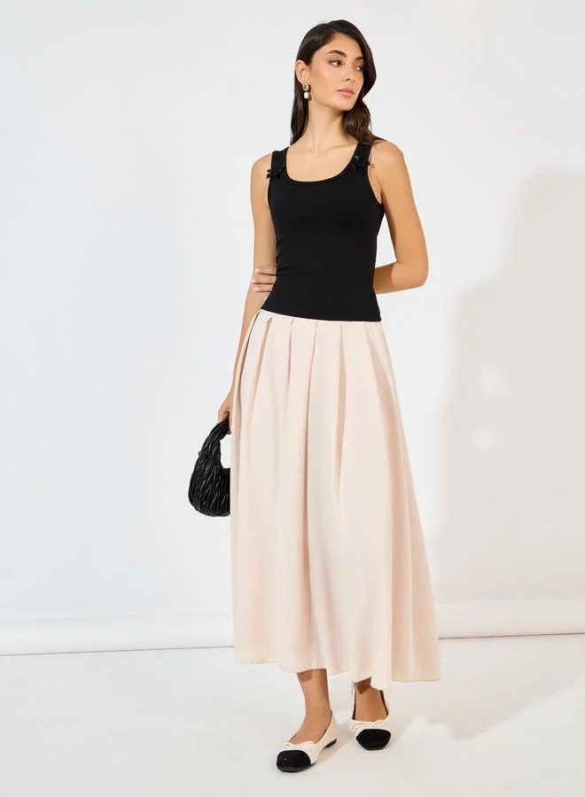 Styli Styli Ribbon Detail Square Neck Fitted Tank