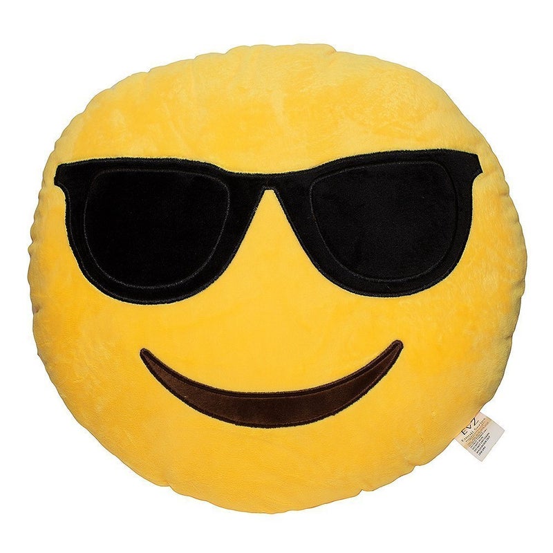 EvZ Emoji Sunglasses Face Emoticon Cushion Stuffed Plush Soft Pillow, Official Certified, 32cm Yellow - Image 4