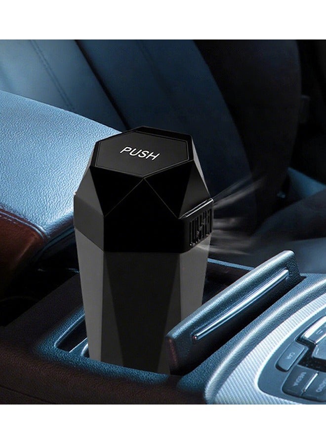 Generic Car Trash Can Portable Mini Desktop Trash Can With Closed Lid With 3 Aromatherapy Tablets 2 Rolls Of Trash Bags, Leak-Proof Odor-Proof Car Decoration For Office Desks, Cars, Desks/77*200mm  - Image 1