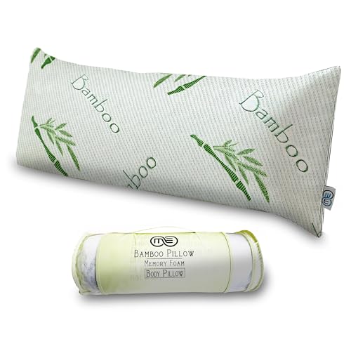OMEO Full Rayon Bamboo Fiber Pillow Memory Foam Body Pillow for Side Sleeper Huggable Long Body Pillow for Adults with Washable Pillowcase with Zipper 20x54 Inch