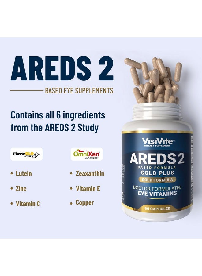 VisiVite - Doctor Formulated Areds 2 Plus Eye Vitamins With Zeaxanthin Plus Lutein Bilberry And Grape Seed Extract Premium Eye Health Formula 60 Eye Supplement Capsules Of Visivite Gold Plus - Image 1