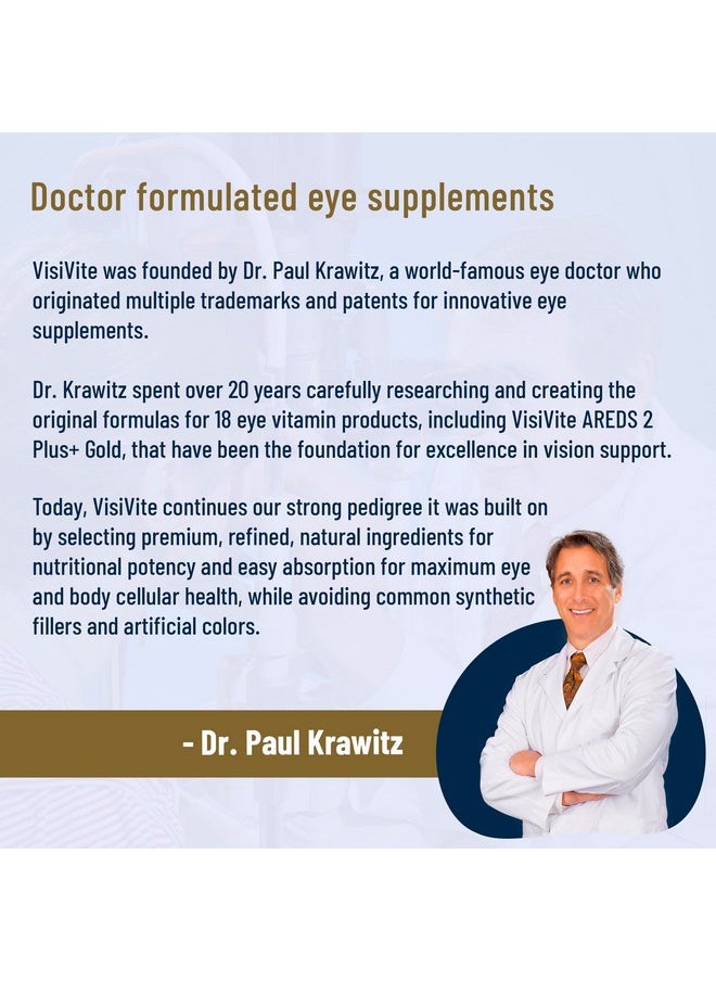 VisiVite - Doctor Formulated Areds 2 Plus Eye Vitamins With Zeaxanthin Plus Lutein Bilberry And Grape Seed Extract Premium Eye Health Formula 60 Eye Supplement Capsules Of Visivite Gold Plus - Image 1