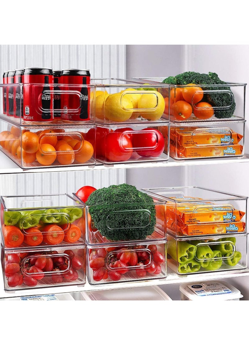 Toko - Fridge Organizers | 6 Pack | Free 20 Pc Disposable Gloves | Built-in Handles | Size: 10 Liter | Including 20 pc Plastic Bags | Clear | BPA Free | Used for Pantry, Cabinets, Shelves, Drawer, Freezer | Food Safe - Image 1